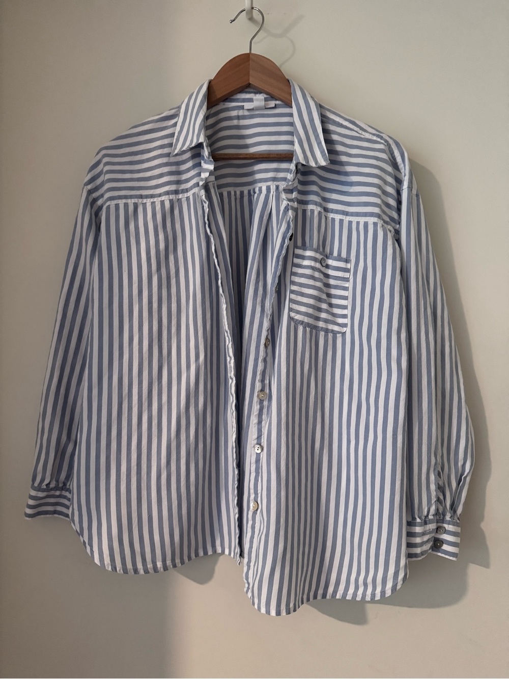 J. Jill Blue and White Striped Button-Down Shirt